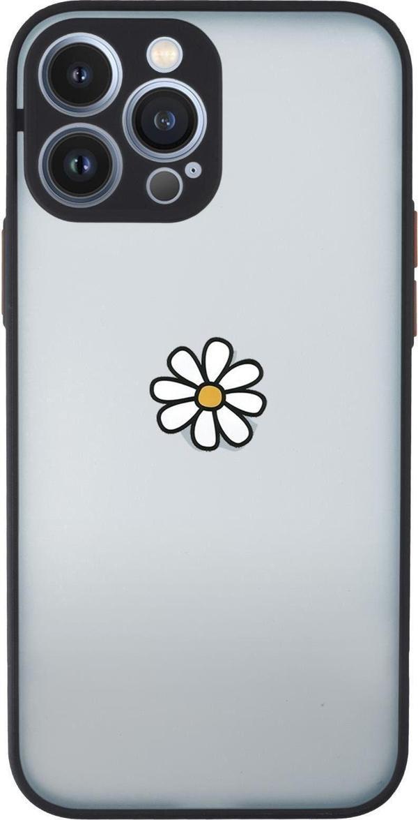 Mooodcase İphone 13 Pro Uyumlu Papatya Desenli Kamera Korumalı Buzlu Şeffaf Lüx Telefon Kılıfı - Image 1