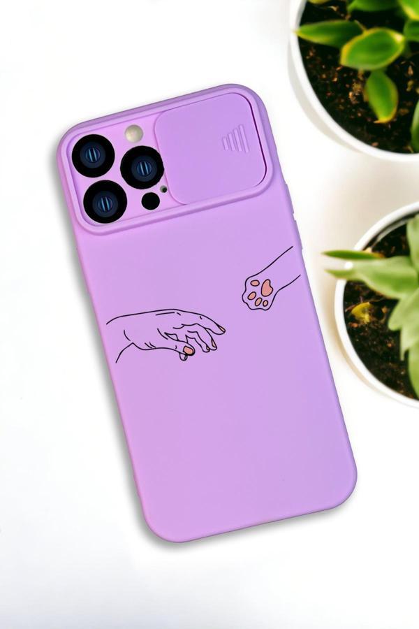 Mooodcase İphone 13 Pro Max Uyumlu Hand And Paw Desenli Kamera Koruma Slider Kapaklı Silikonlu Telefon Kılıfı - Image 1
