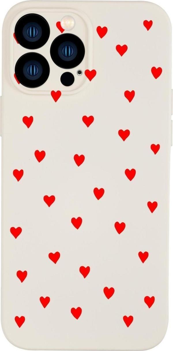 Mooodcase İphone 13 Pro Max Uyumlu Sevimli Kalpler Desenli Kamera Korumalı Premium Silikonlu Telefon Kılıfı - Image 1