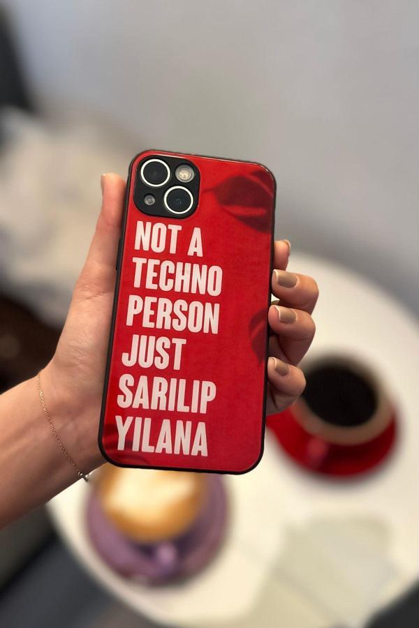 Mooodcase İphone 13 Uyumlu Techno Person Desenli Glossy Glass Parlak Tamperli Cam Telefon Kılıfı - Image 1