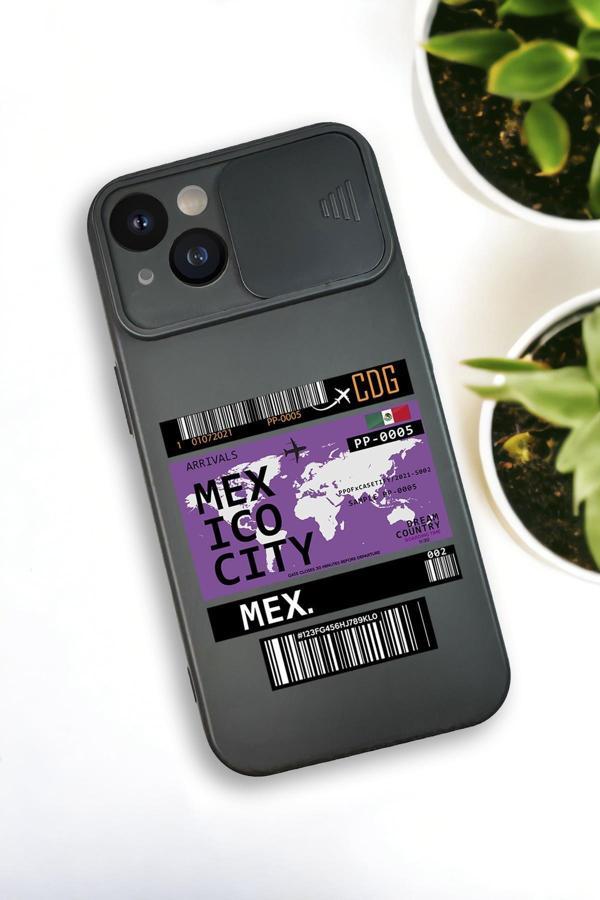 Mooodcase İphone 13 Uyumlu Mexico Ticket Desenli Kamera Koruma Slider Kapaklı Silikonlu Telefon Kılıfı - Image 1