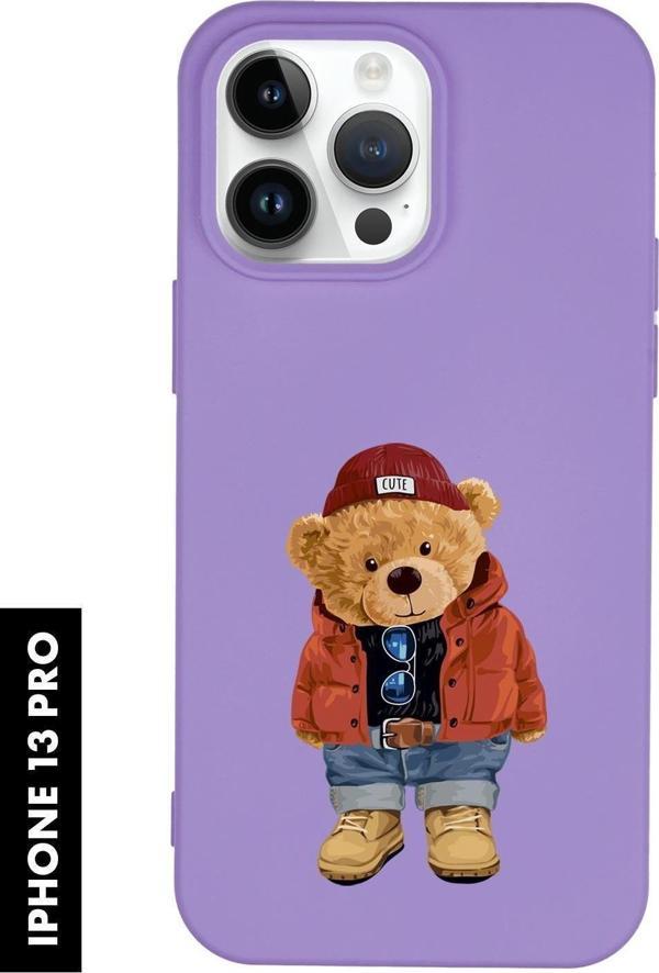 Mooodcase İphone 13 Pro Uyumlu Teddy Bear Desenli Premium Silikonlu Lansman Telefon Kılıfı - Image 1