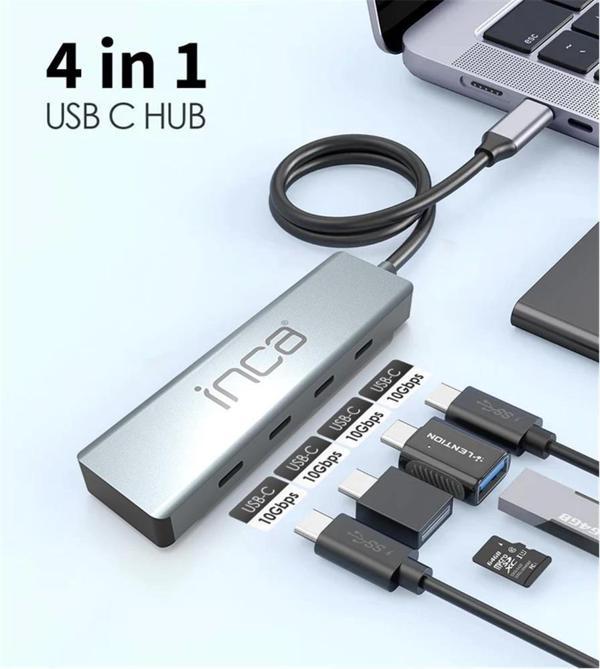 Inca ITPT-4TX 4 Port Type-C 3.1 Veri ile3.1 10 Gbps Type-C Çoklayıcı Kablo uzunluğu 15cm - Image 1