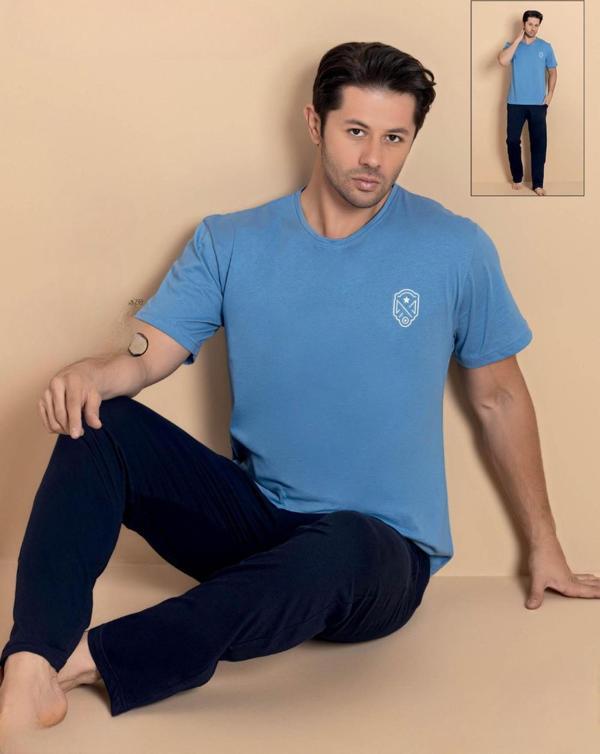 Pijamerry Erkek Bisiklet Yaka Kısa Kol Penye Pijama Takımı 6381 - 1 Adet - Image 1