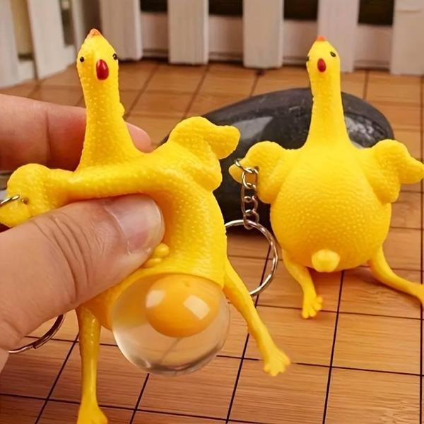 2 ADET YUMURTLAYAN TAVUK ANAHTARLIK STRES OYUNCAĞI YENİ NESİL STRES ANAHTARLIĞI ÇANTA AKSESUARLARI - Image 1