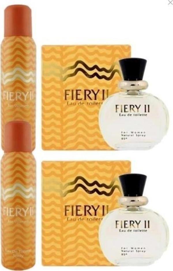 2 Adet X Fiery 2 Set 100ML Edt + 150 ml Deodorant Bayan - Image 1