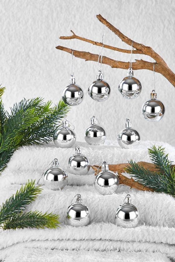 Waldern Yılbaşı Çam Ağacı Süsü Gümüş 4 Cm 12Li Cici Top - Image 1