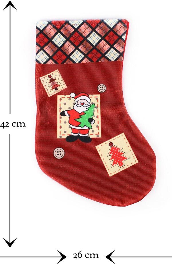 Waldern Noel Baba Dekoratif Yılbaşı Süs Çorap 42*26 Cm - Image 1