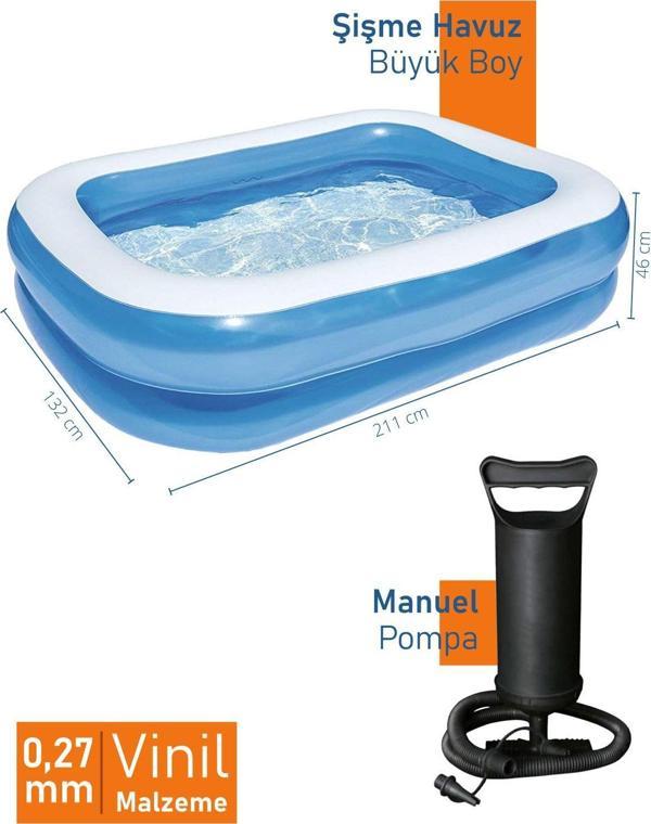 Bestway 12819 Büyük Boy Dikdörtgen Şişme Aile Havuzu Pompa (211X132X46Cm) - Image 1