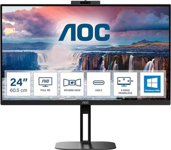 Aoc 23.8" Ips 24V5Cw/Bk 1Ms 75Hz Hdmı-Dp-Usb-C Pivot Video Konferans Monitör Outlet (Kutu Açık) - Image 1