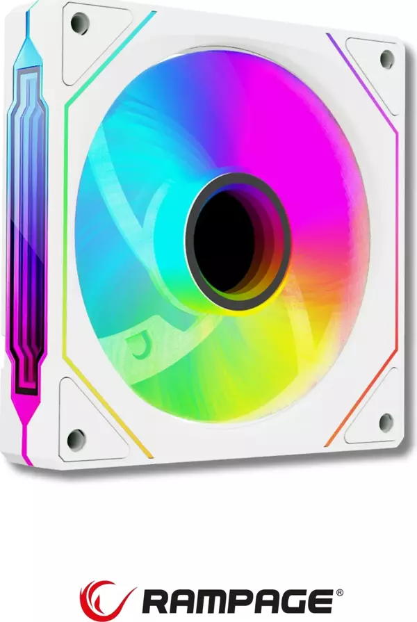 Rampage 7C-120B 120*120*25Mm Double Ring Aynalı Argb Beyaz Kasa Fanı - Image 1