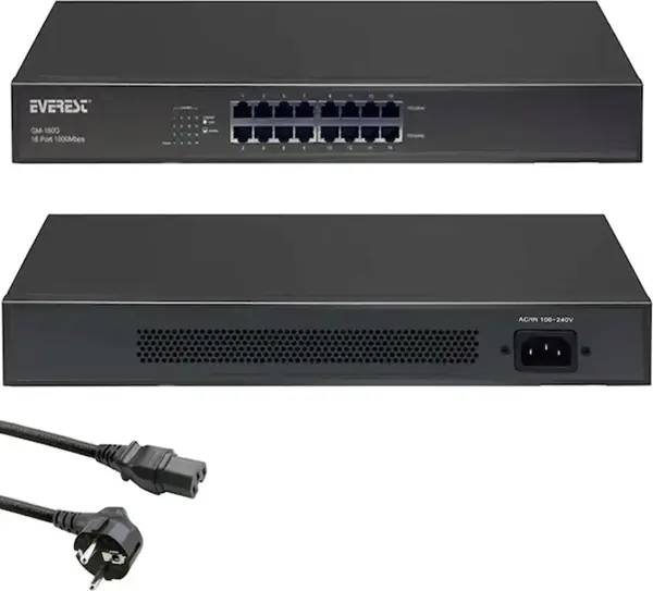 Everest GM-160G 16 Port 10/100/1000 Mbps Gigabit Switch - Image 1