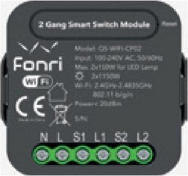 Fonri Fonri Wf3-El3-0202-01 Wıfı Kablosuz Cpo2 Akıllı Sıvaltı İkili Anahtar     - Image 1