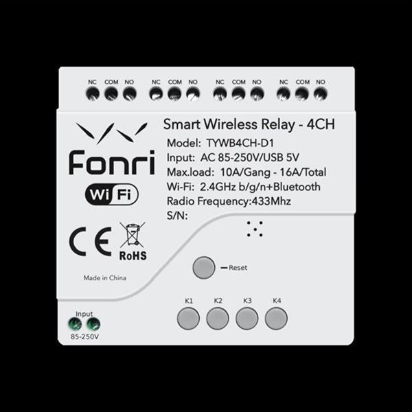 Fonri Fonri Wf3-Tm4-0201-01 Wıfı Kablosuz Akıllı Kablosuz Röle - 4 Kanal - Image 1