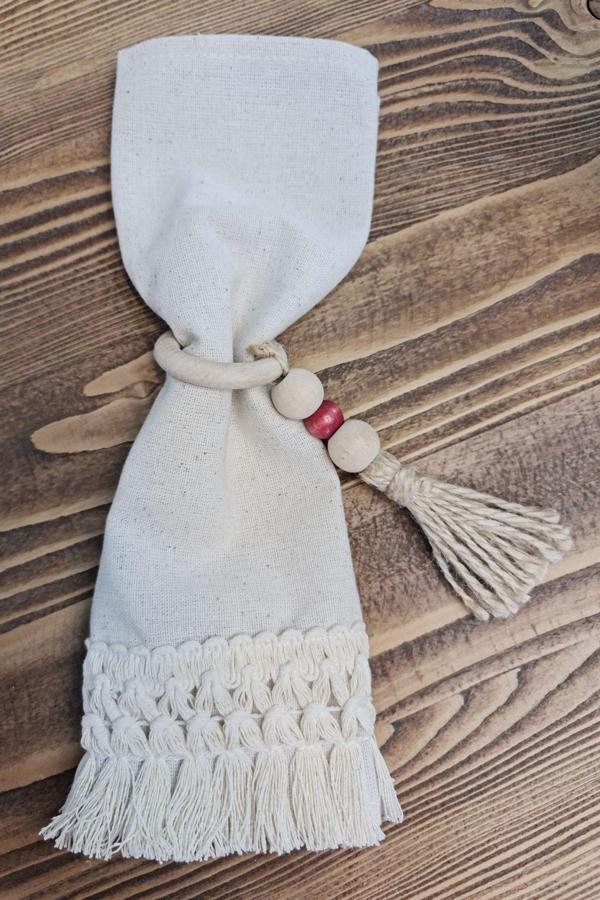 Cotton Maison Naturel Saçaklı Peçete 6 Lı  30X30 Cm - Image 1
