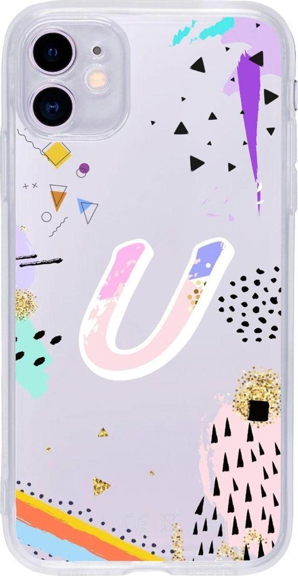 Mooodcase Iphone 11 Uyumlu Color Art Desenli U Harfli Şeffaf Kılıf - Image 1