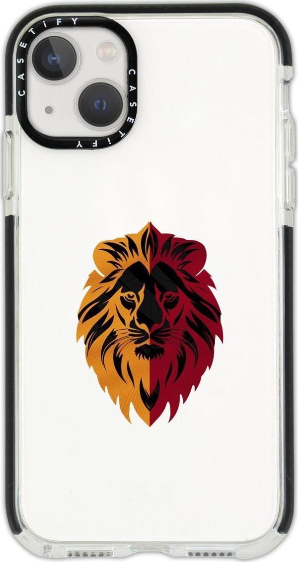 Mooodcase İphone 14 Uyumlu Casetify Sarı Kırmızı Aslan Desenli Anti Shock Premium Silikonlu Siyah Kenar Detayl - Image 1