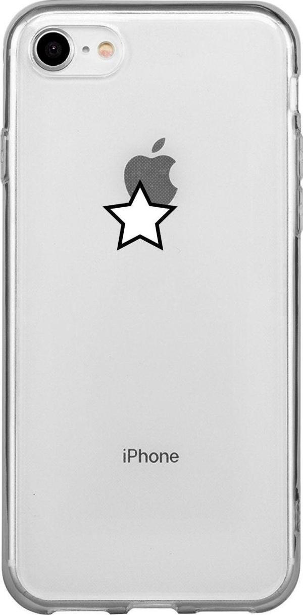 Butikcase İphone 8 Beyaz Tek Yıldız Desenli Şeffaf Telefon Kılıfı - Image 1