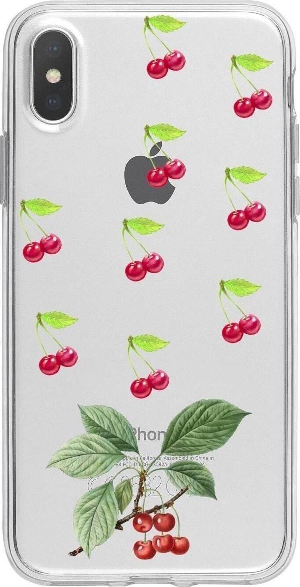 Butikcase İphone Xs Max Kiraz Desenli Şeffaf Telefon Kılıfı - Image 1
