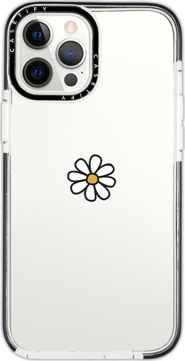 Mooodcase Iphone 12 Pro Casetify Papatya Desenli Anti Shock Premium Silikonlu Siyah Kenar Detaylı Telefon Kılı - Image 1