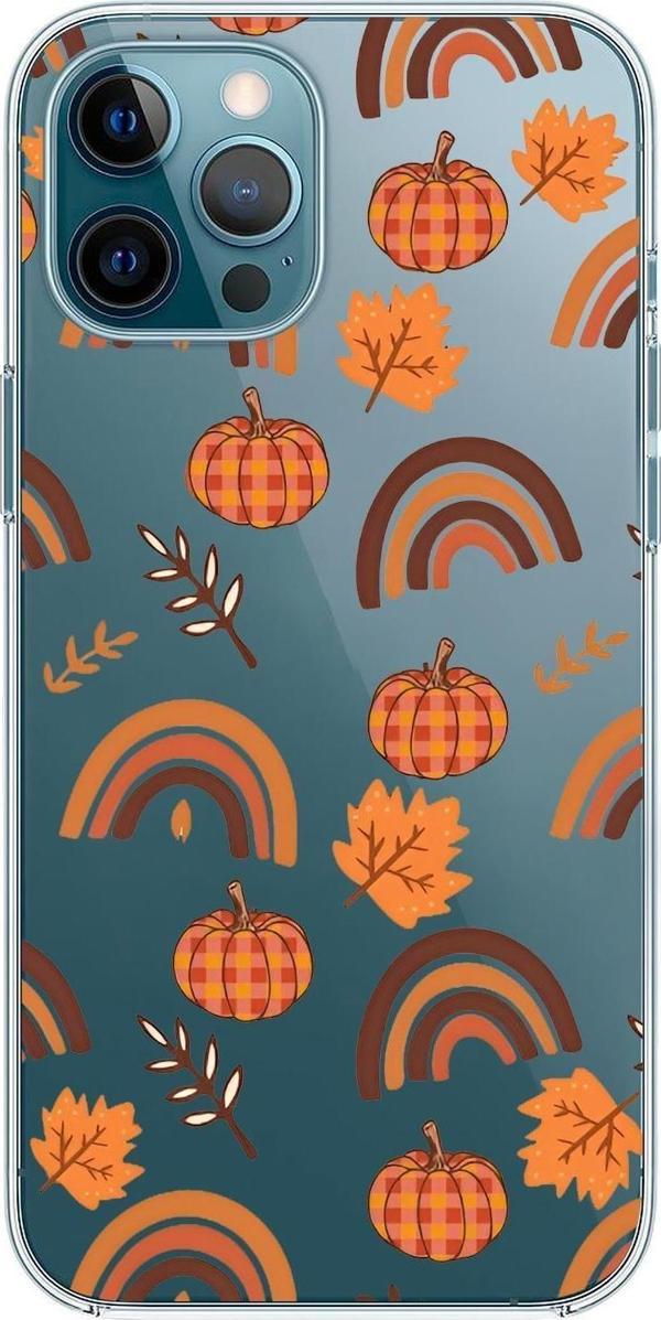Mooodcase İphone 12 Pro Max Uyumlu Sonbahar Desenli Premium Şeffaf Silikon Kılıf - Image 1