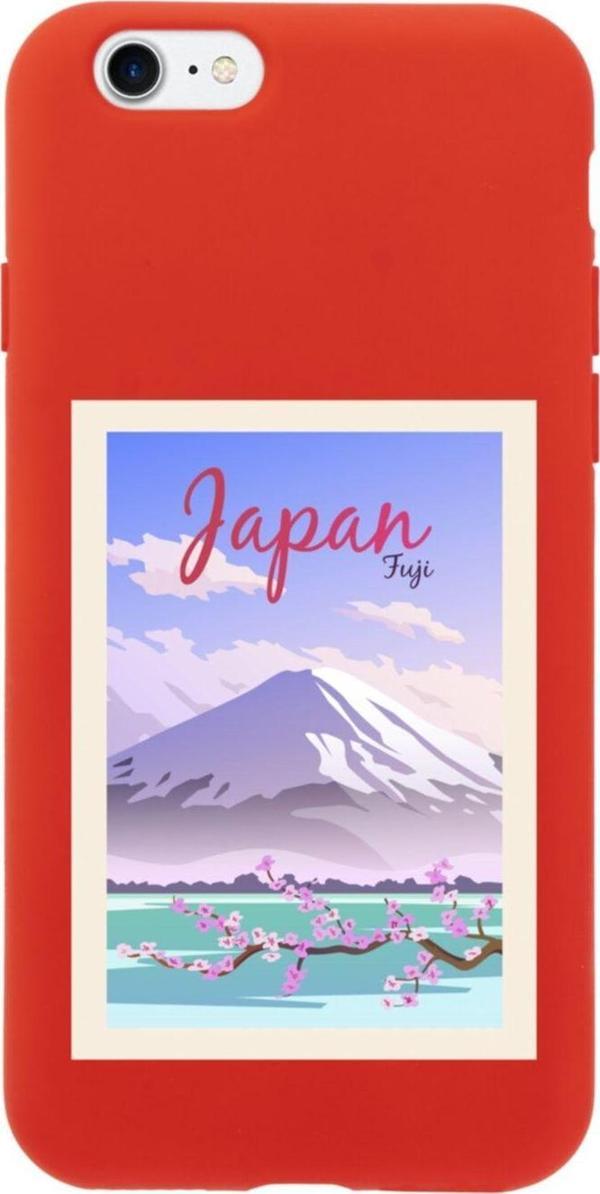 Butikcase İphone 8 Japan Fuji Tasarımlı Kırmızı Telefon Kılıfı - Image 1