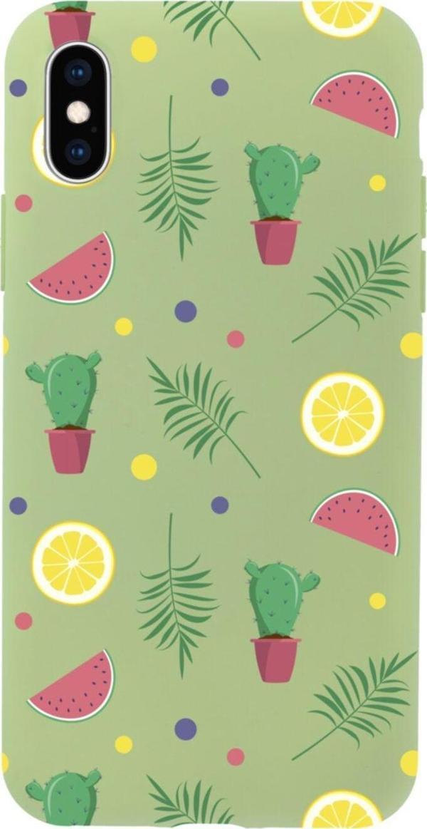 Butikcase İphone Xs Summer Cactus Tasarımlı Yeşil Telefon Kılıfı - Image 1