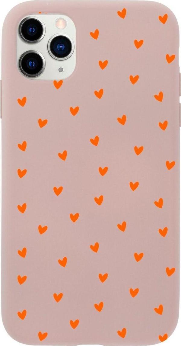 Butikcase Iphone 11 Pro Minik Kalpler Turuncu Tasarımlı Pembe Telefon Kılıfı - Image 1