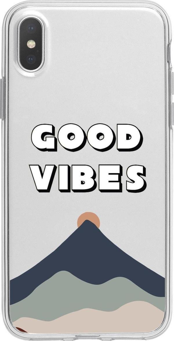 Mooodcase İphone Xs Good Vibes Premium Şeffaf Silikon Kılıf - Image 1