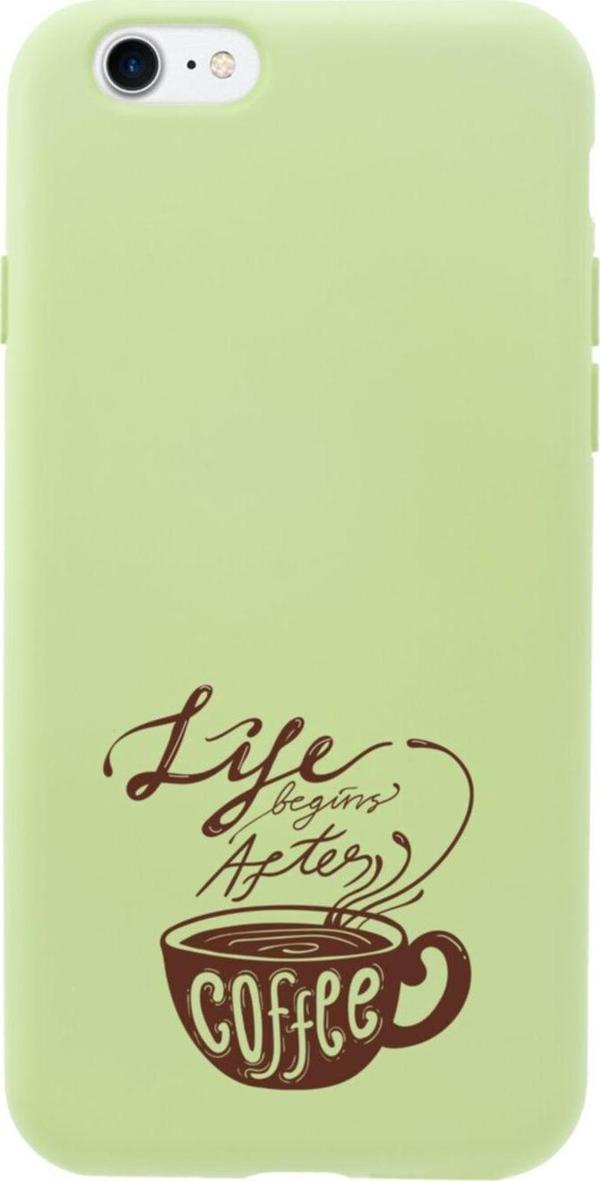 Butikcase İphone 8 Coffee Tasarımlı Yeşil Telefon Kılıfı - Image 1