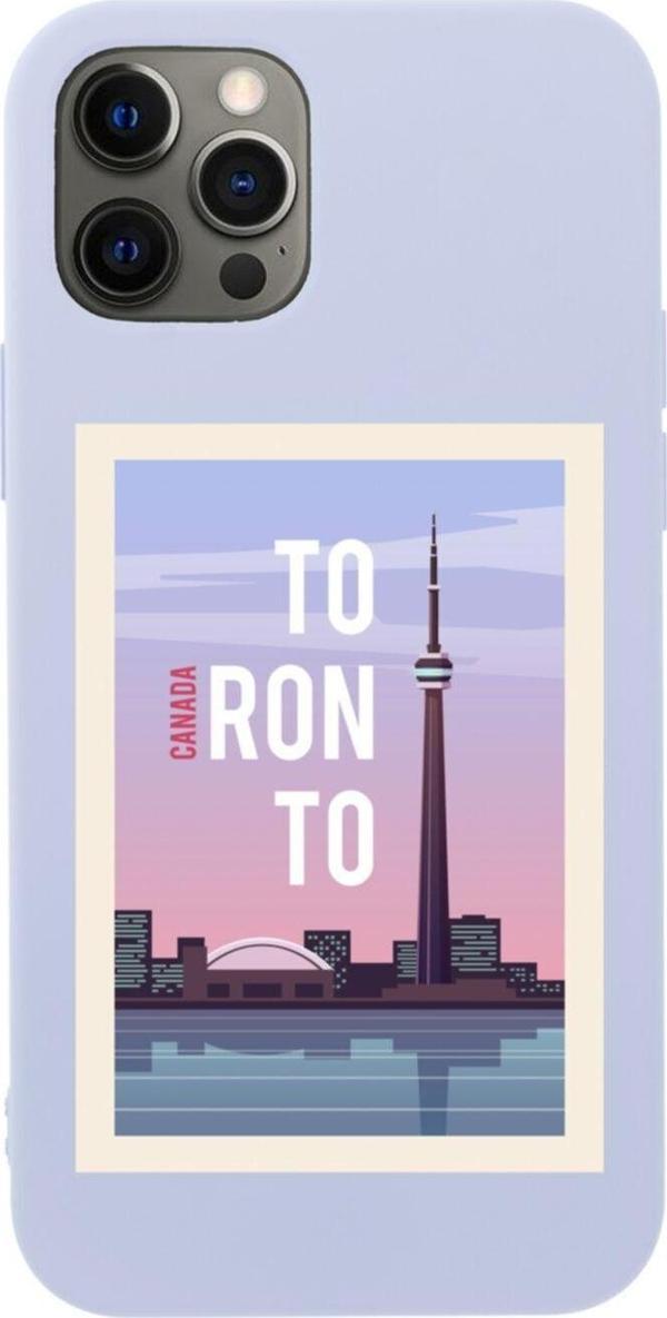 Butikcase Iphone 12 Pro Max Canada Tasarımlı Lila Telefon Kılıfı - Image 1