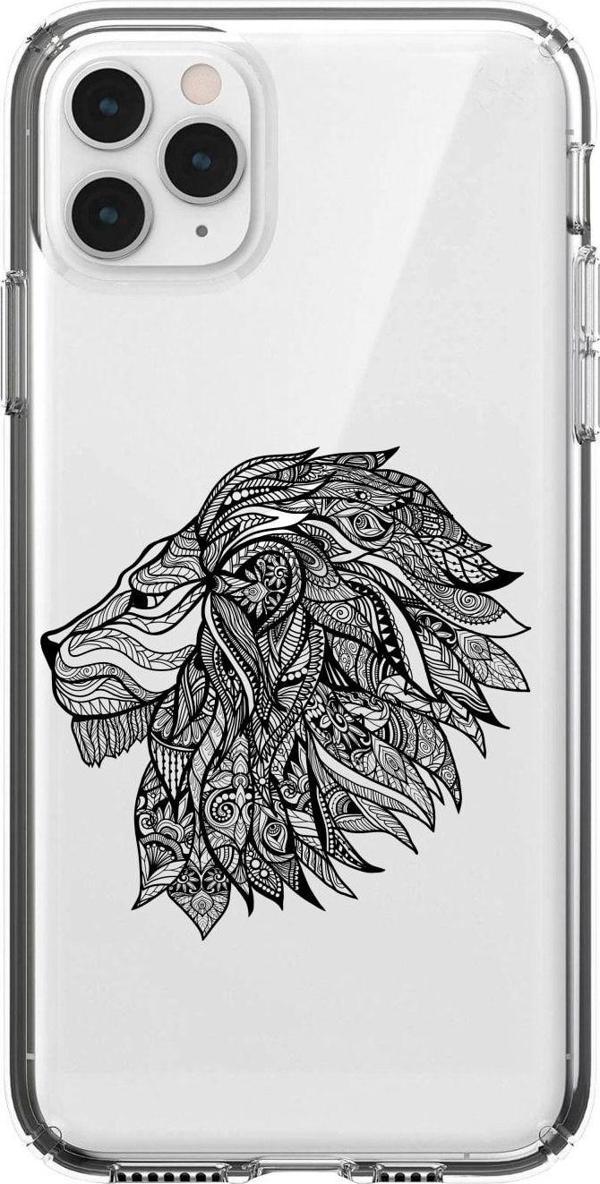 Butikcase Iphone 11 Pro Çizim Aslan Desenli Şeffaf Telefon Kılıfı - Image 1