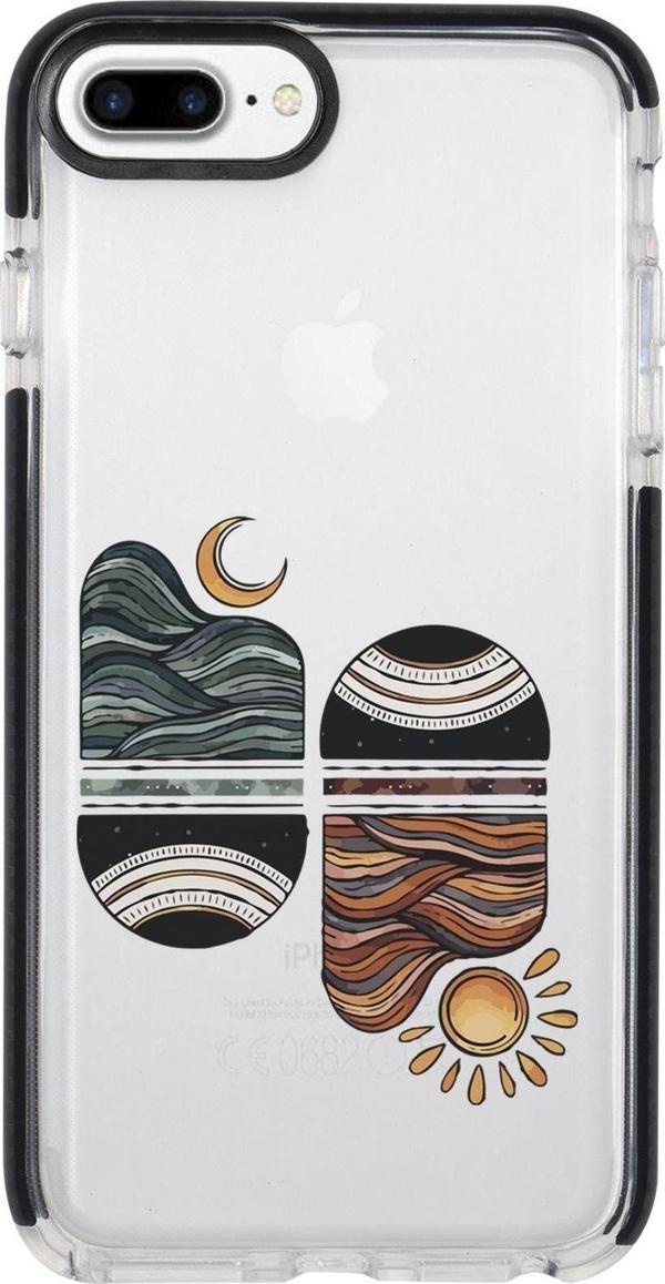 Mooodcase İphone 8 Plus Uyumlu Sunset Wave Desenli Candy Bumper Silikonlu Telefon Kılıfı - Image 1