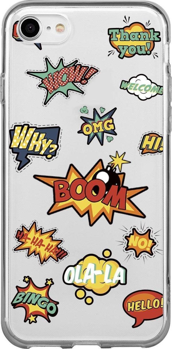 Mooodcase İphone Se Stickers Desenli Premium Şeffaf Silikon Kılıf - Image 1