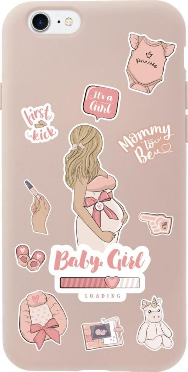 Butikcase İphone 7 Baby Girl Tasarımlı Pembe Telefon Kılıfı - Image 1