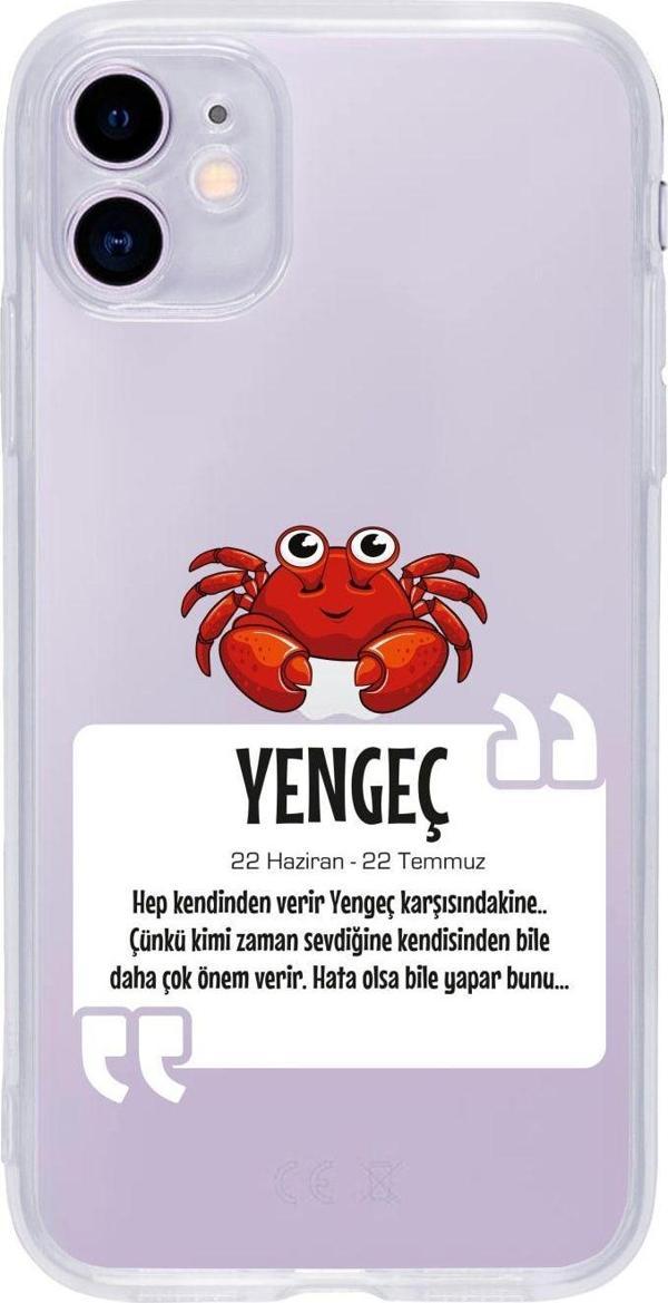 Butikcase Iphone 11 Yengeç Burcu Desenli Şeffaf Telefon Kılıfı - Image 1