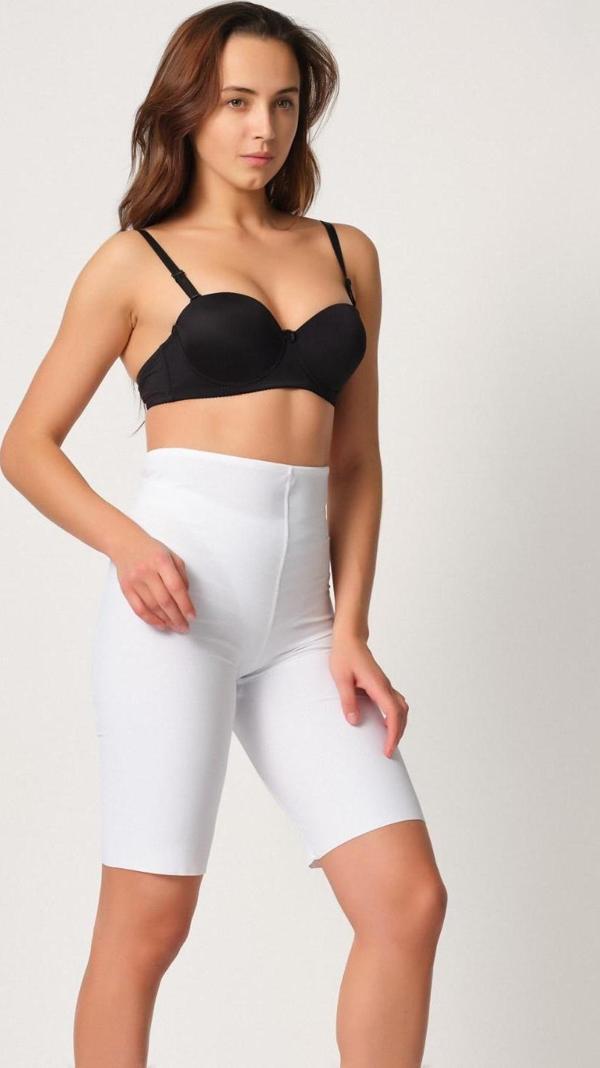 BEYAZ   Yüksek Bel Karyokalı Paçalı Lazer Korse - Image 1