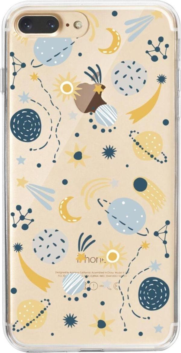 Butikcase İphone 8 Plus Uzay Gezegen Tasarımlı Şeffaf Telefon Kılıfı - Image 1