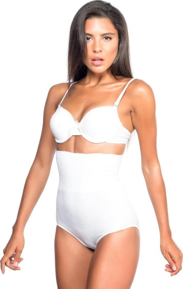 BEYAZ   Yüksek Bel Desenli Double Slip Korse - Image 1