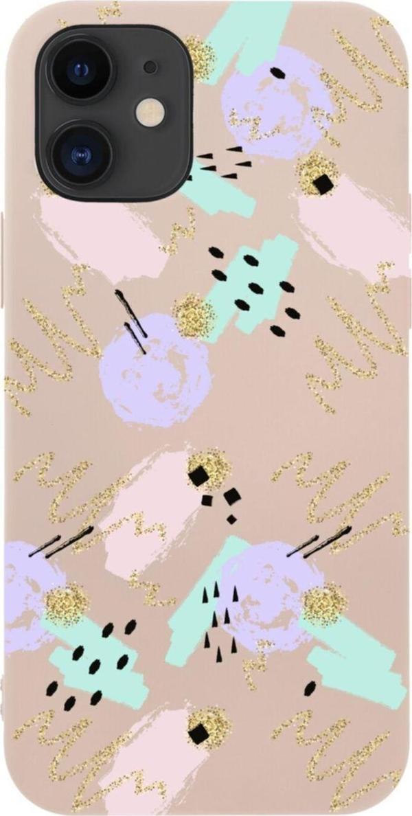 Butikcase İphone 12 Art Design Tasarımlı Pembe Telefon Kılıfı - Image 1