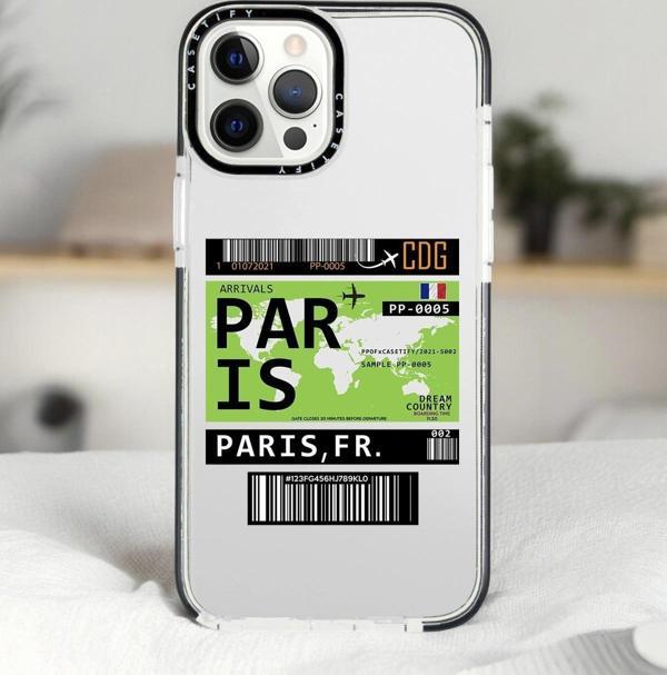 Mooodcase İphone 14 Pro Max Paris Ticket Desenli Casetify Darbe Emci Silikonlu Telefon Kılıfı - Image 1