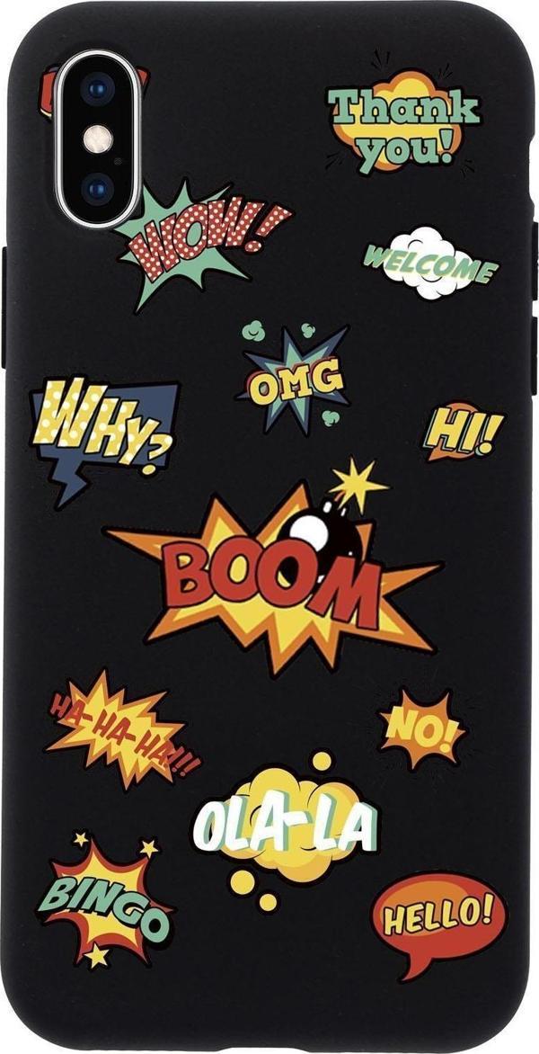 Mooodcase İphone Xs Max Stickers Desenli Premium Silikonlu Telefon Kılıfı - Image 1