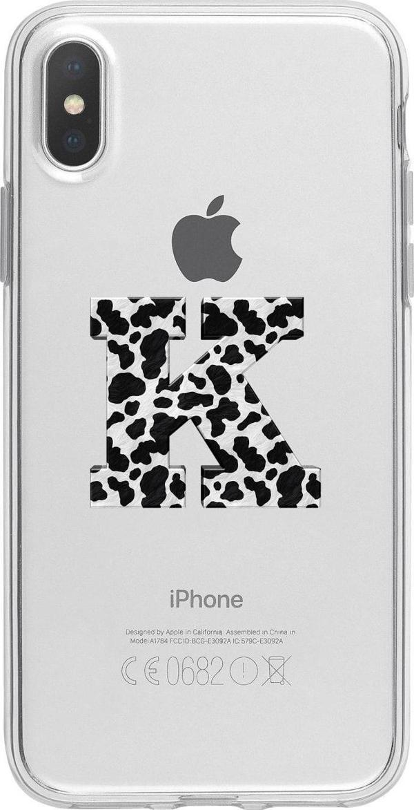 Butikcase İphone X K Harfi Desenli Şeffaf Telefon Kılıfı - Image 1
