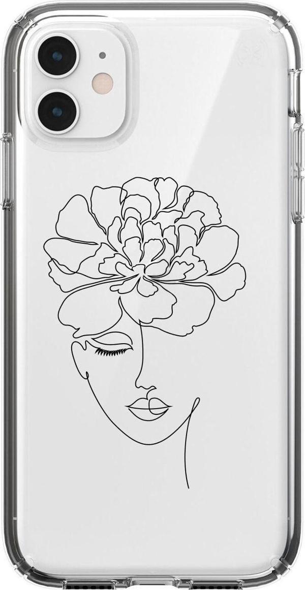 Mooodcase Iphone 11 Uyumlu Flower Women Art Lens Korumalı Şeffaf Telefon Kılıfı - Image 1