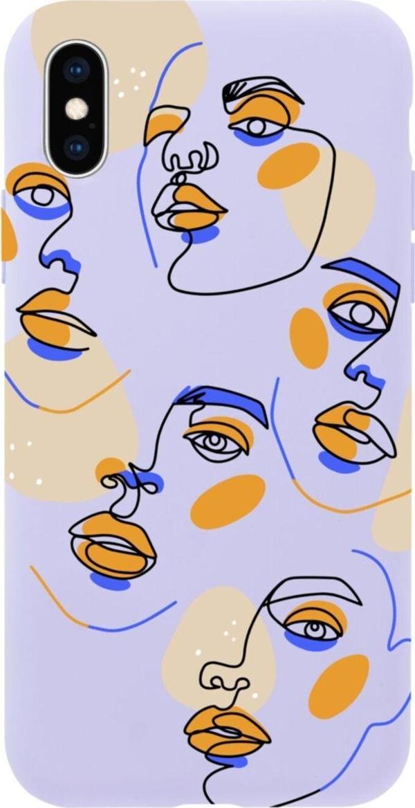 Butikcase İphone X Surreal Face Tasarımlı Lila Telefon Kılıfı - Image 1