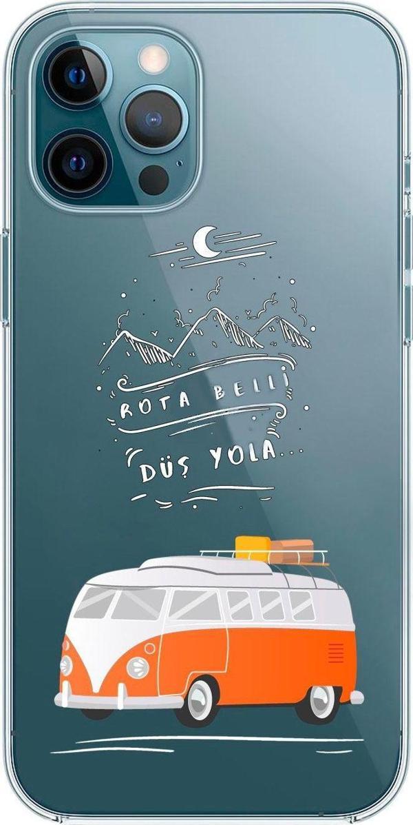 Mooodcase Iphone 12 Pro Max Uyumlu Rota Belli Lens Korumalı Şeffaf Telefon Kılıfı - Image 1