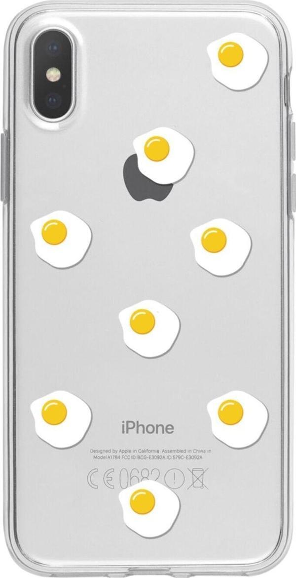 Butikcase İphone X Egg Stickers Tasarımlı Şeffaf Telefon Kılıfı - Image 1