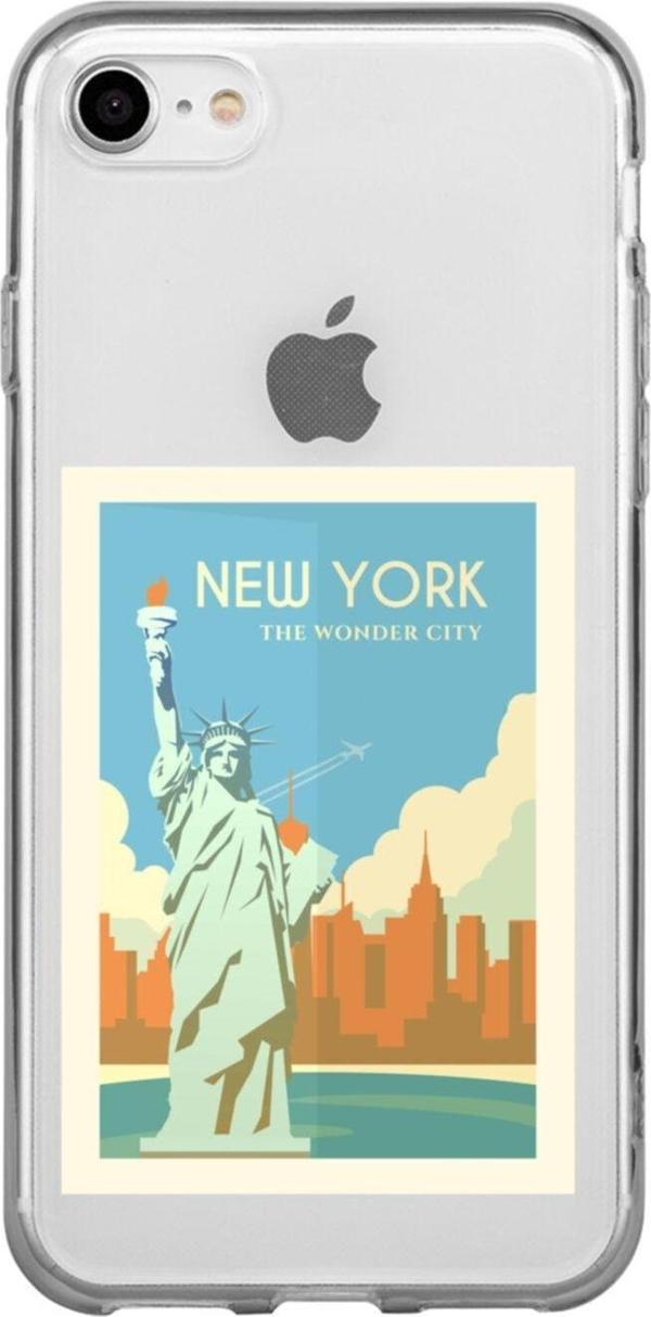 Butikcase İphone 8 Newyork Wonder City Şeffaf Telefon Kılıfı - Image 1