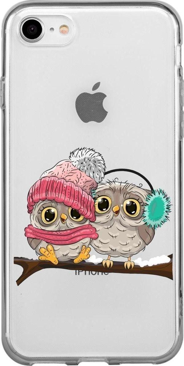 Mooodcase Bereli Baykuşlar Tasarımlı İphone 7 Şeffaf Telefon Kılıfı - Image 1