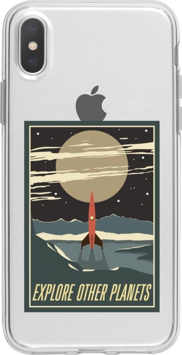 Butikcase İphone Xs Explore Other Planets Şeffaf Telefon Kılıfı - Image 1